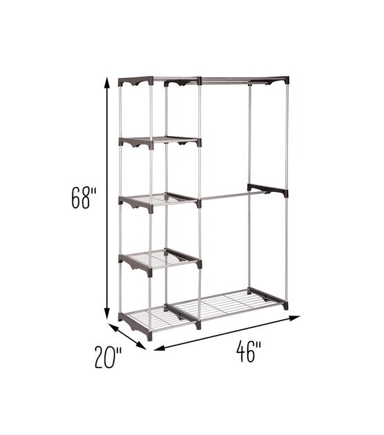 Honey Can Do 45 x 68 Freestanding Closet With Double Bar & Shelves