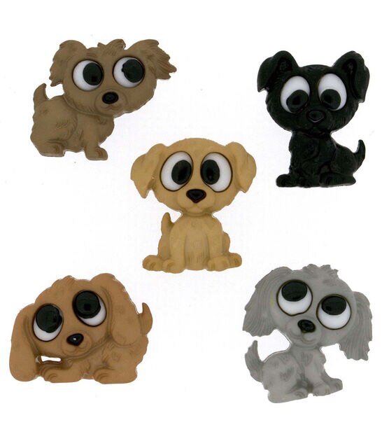 Dress It Up 5ct Dog Playful Puppies Shank Buttons