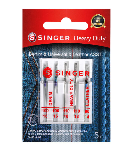 SINGER Universal Heavy Duty Machine Needles Assorted Sizes 5ct