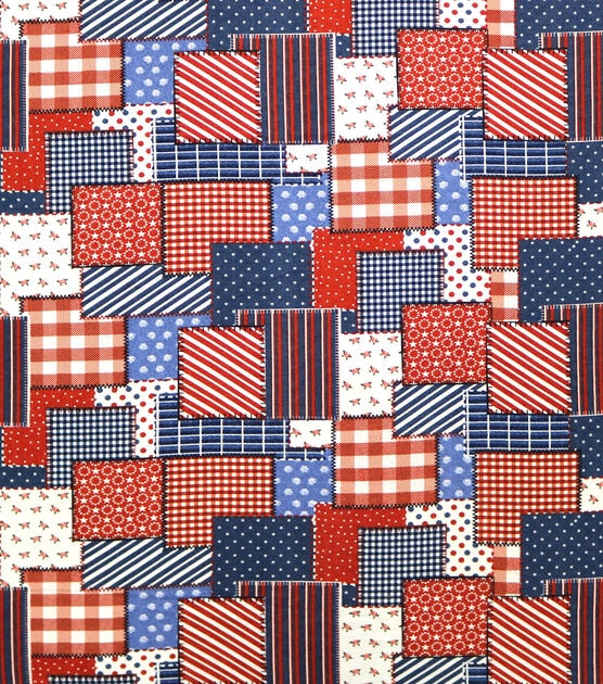 Americana Patch Super Snuggle Flannel Fabric, , hi-res, image 2