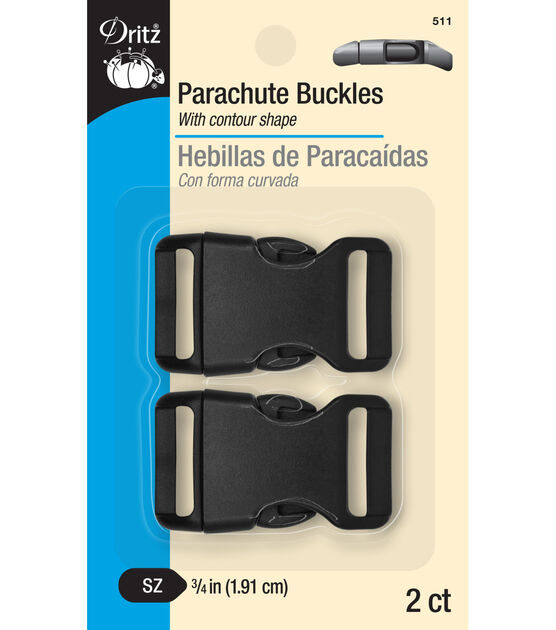 Dritz 3/4" Parachute Buckles, Black, 2 pc