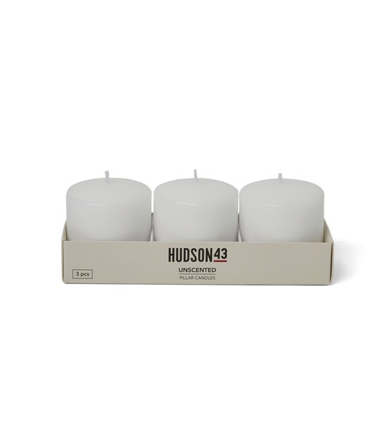 3" x 3" White Pillar Candles 3pk by Hudson 43