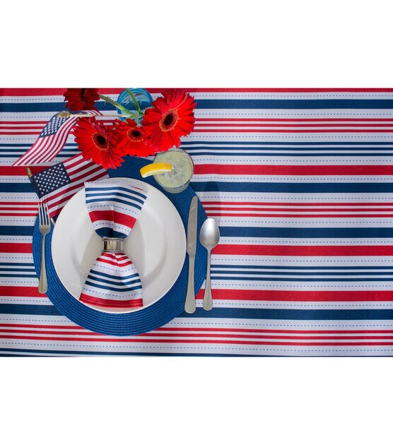 Design Imports Patriotic Stripe Outdoor Table Runner, , hi-res, image 4