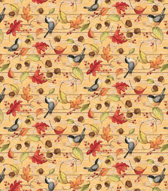 Fall Acorns & Leaves Harvest Cotton Fabric, , hi-res, image 2