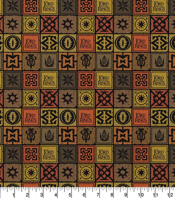 Lord of the RingsTiled Symbols  Cotton Fabric