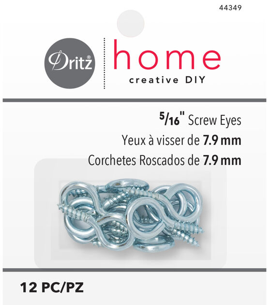 Dritz Home 5/16" Screw Eyes, 12 pc, Silver