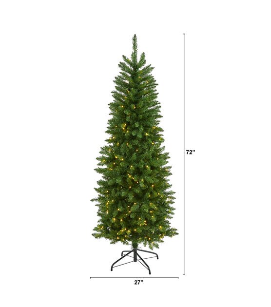 Nearly Natural 6' Clear Pre Lit Green Slim Mountain Pine Christmas Tree, , hi-res, image 2