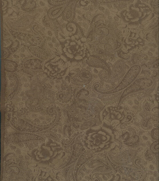 Brown Tonal Paisley Suede Fabric