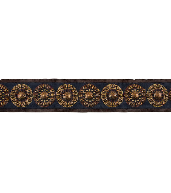 Yaya Han Sew on Nairobi Circle Beaded Trim 1.75'' Black & Gold, , hi-res, image 2