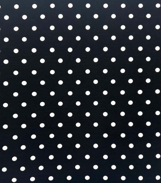 Summer Ponte Knit Fabric 57'' White Dots on Black