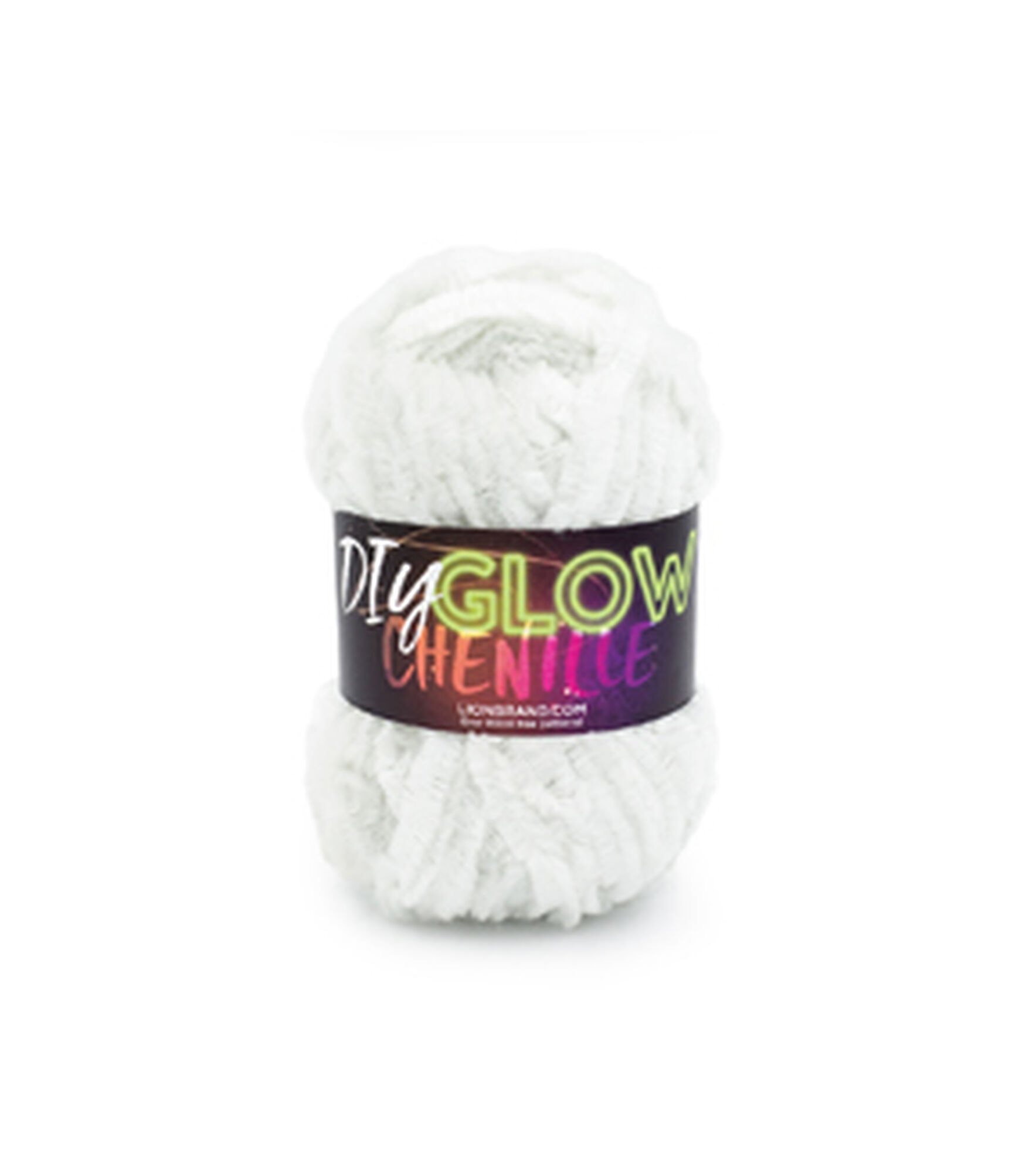 Lion Brand DIY Glow Chenille 32yds Super Bulky Polyester Yarn, Pearl, hi-res