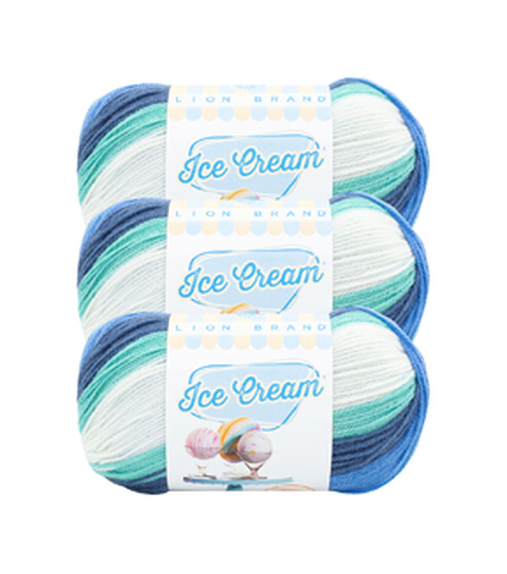 Lion Brand Ice Cream 394yds Light Weight Acrylic Yarn 3 Bundle