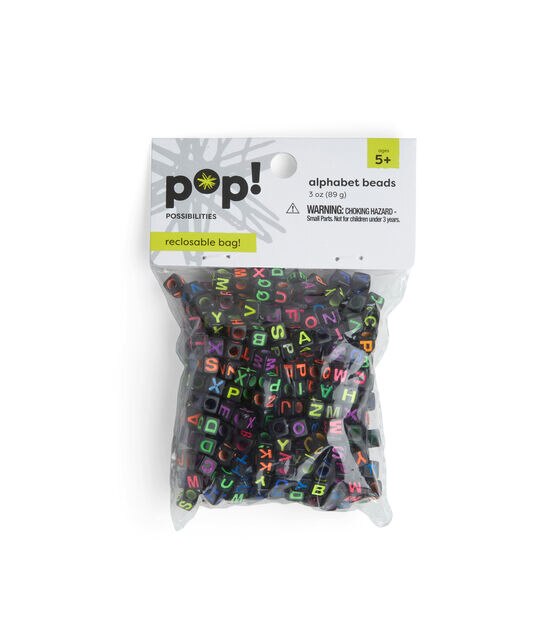 POP! Possibilities 7mm Beads - Multi Alphabet on Black