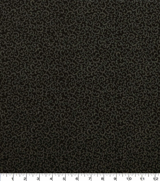 Black Swirl 108" Wide Cotton Fabric, , hi-res, image 2