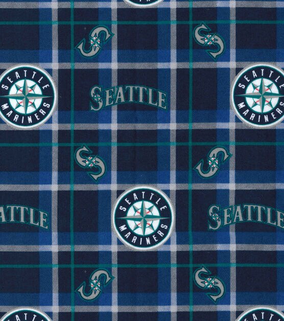 Fabric Traditions Seattle Mariners Flannel Fabric Plaid