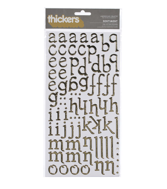 American Crafts Thickers Sentiment Alphabet Foil Stickers Gold