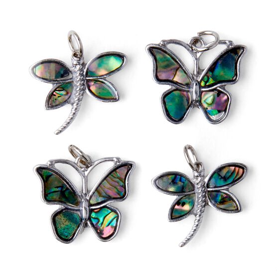 4ct Abalone Shell Dragonfly & Butterfly Charms by hildie & jo, , hi-res, image 2