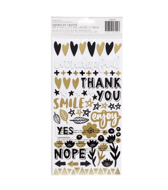 American Crafts Thicker Stickers Gold and Black Chic, , hi-res, image 2