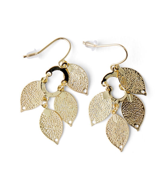 Gold Multi Leaf Dangle Earrings by hildie & jo, , hi-res, image 2