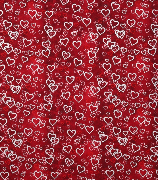 Foiled Falling Hearts Valentine's Day Cotton Fabric, , hi-res, image 2