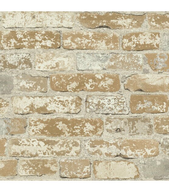 RoomMates Wallpaper Stuccoed Brown Brick