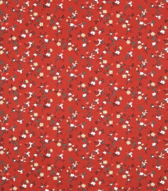 Floral Red 108" Wide Flannel Fabric