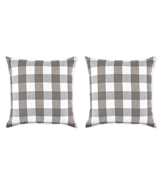 Design Imports Buffalo Check Set of 2 Pillow Covers Gray & White