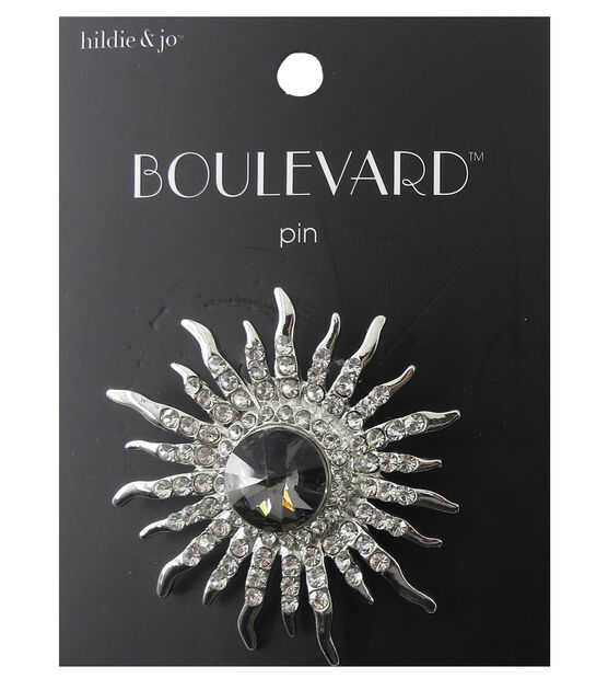 2" Silver & Clear Crystal Sunburst Pin by hildie & jo