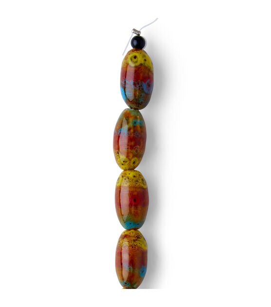 7" Multi Stripes Oval Ceramic Strung Beads by hildie & jo, , hi-res, image 3