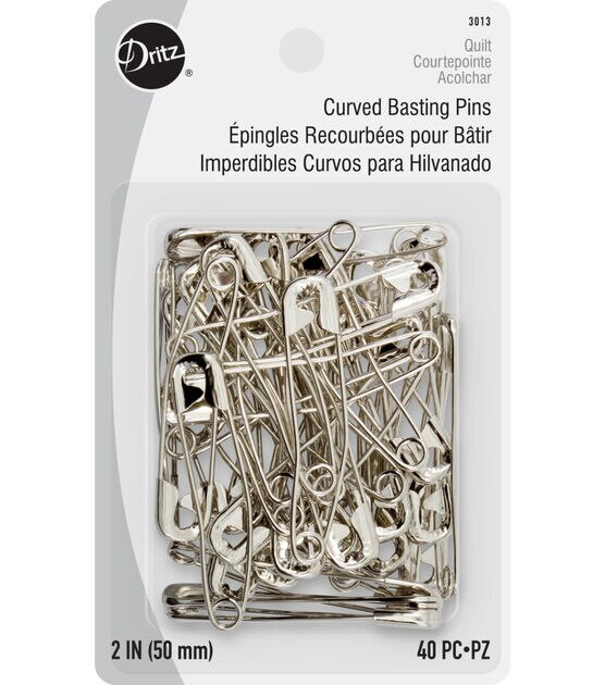 Dritz 2" Curved Basting Pins, 40 pc, Nickel-Plated Steel