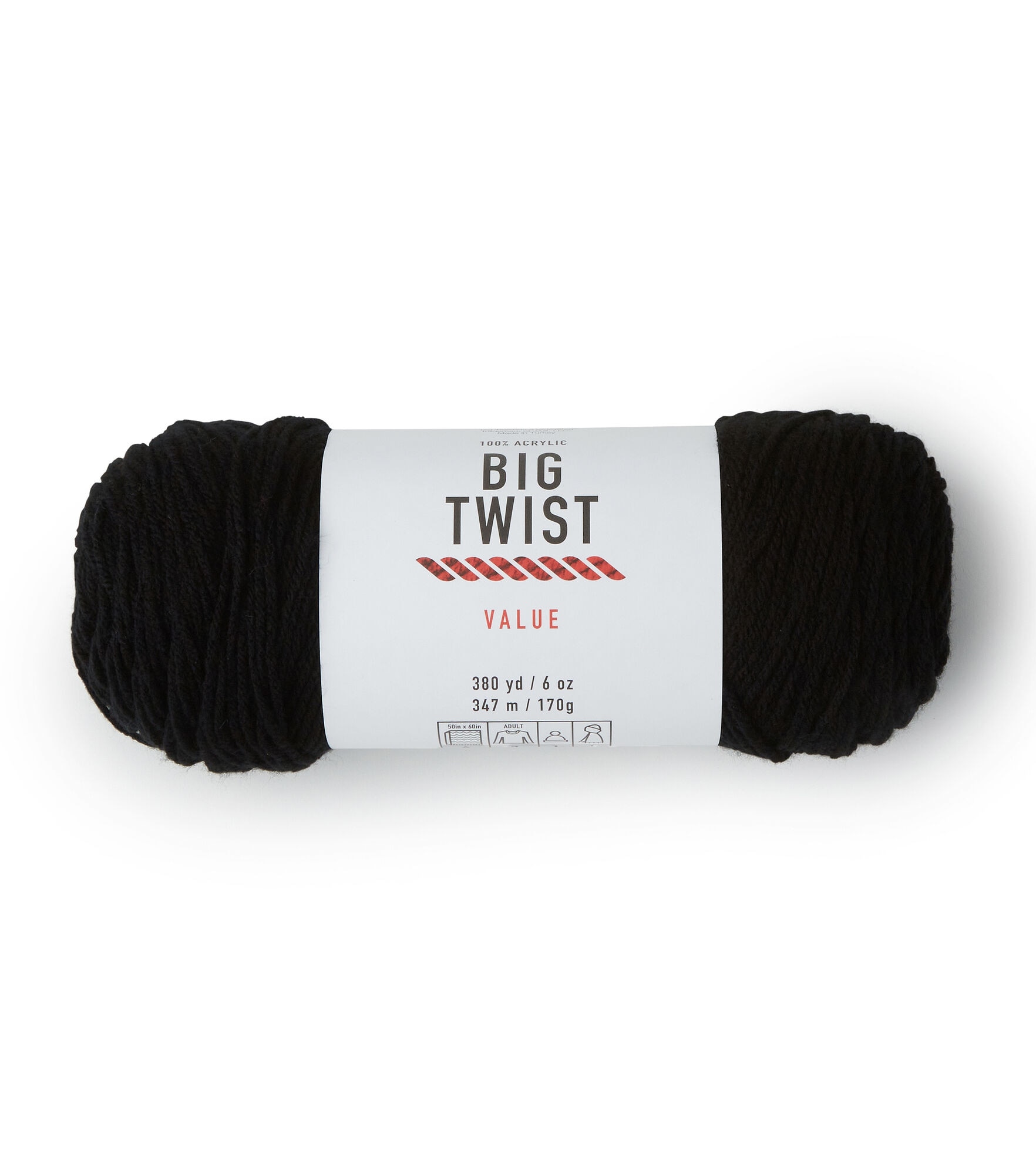 Solid Worsted Acrylic 380yd Value Yarn by Big Twist, Black, hi-res