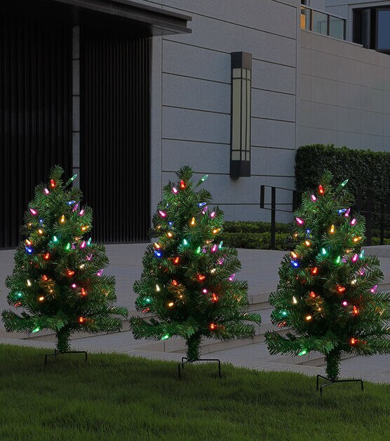 Mr. Christmas 2.5' Pre Lit Alexa Enabled Pathway Christmas Trees 3ct, , hi-res, image 10