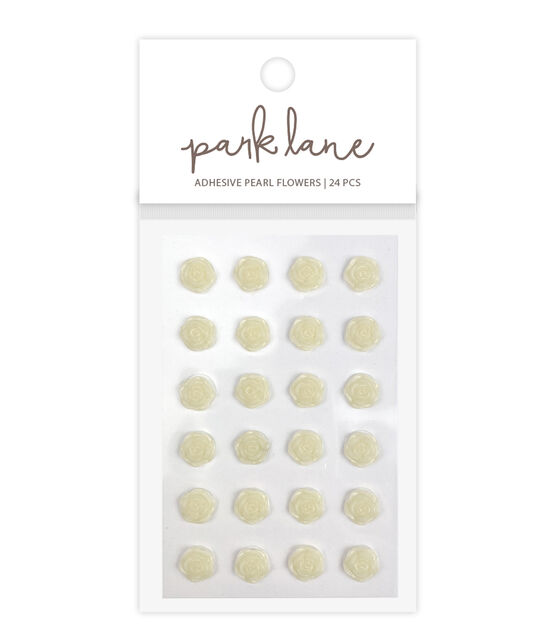 Park Lane Adhesive Pearl Flowers Ivory 24pc