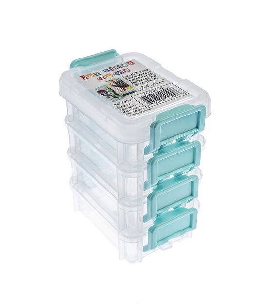 John Bead 3" x 2.5" Clear Joy Filled Stackable Storage Containers 4pk