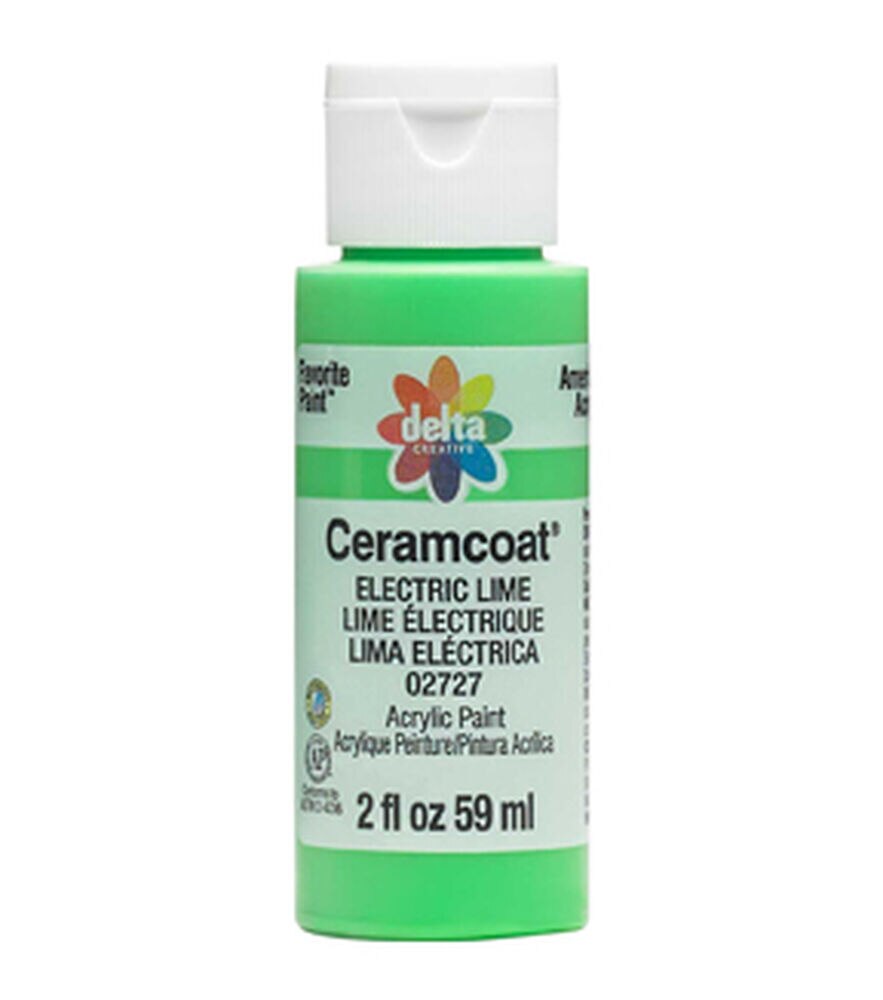 Delta 2oz Ceramcoat Acrylic Paint, Electric Lime Green, swatch