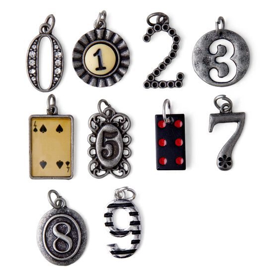10ct Antique Silver Number Charms by hildie & jo, , hi-res, image 2