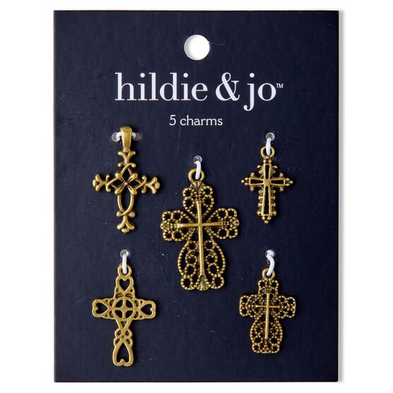 5ct Oxidized Brass Cast Metal Cross Charms by hildie & jo