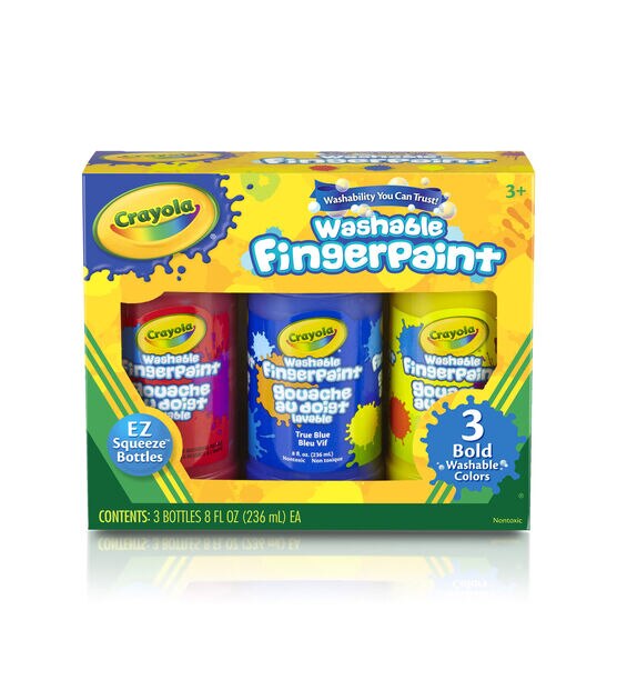 Crayola 8oz Primary Washable Finger Paint Bottles 3ct