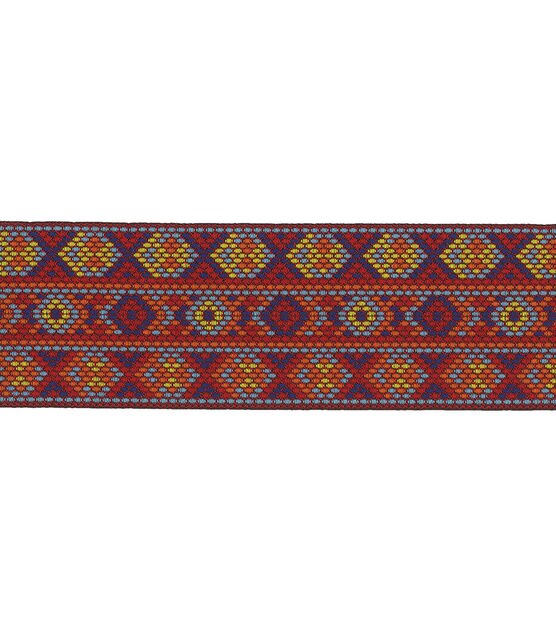 Simplicity Woven Band Trim 2'' Red & Blue Geometrics, , hi-res, image 2