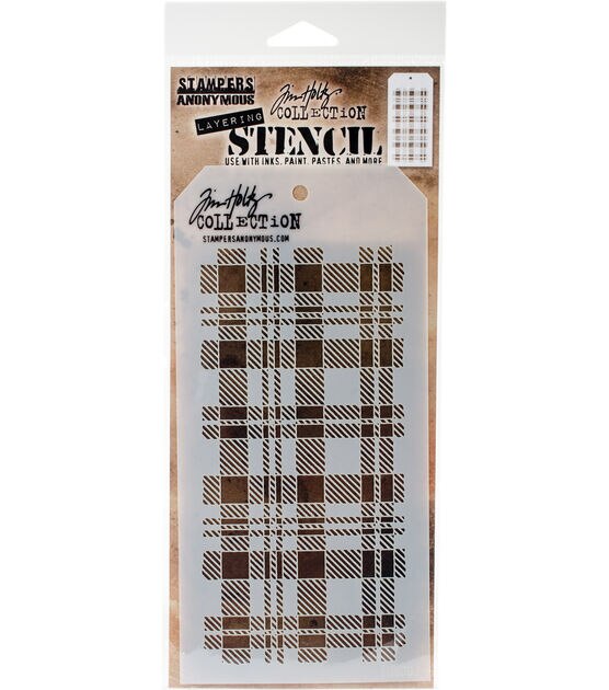 Stampers Anonymous Tim Holtz 4.13''x8.5'' Layering Stencil Plaid