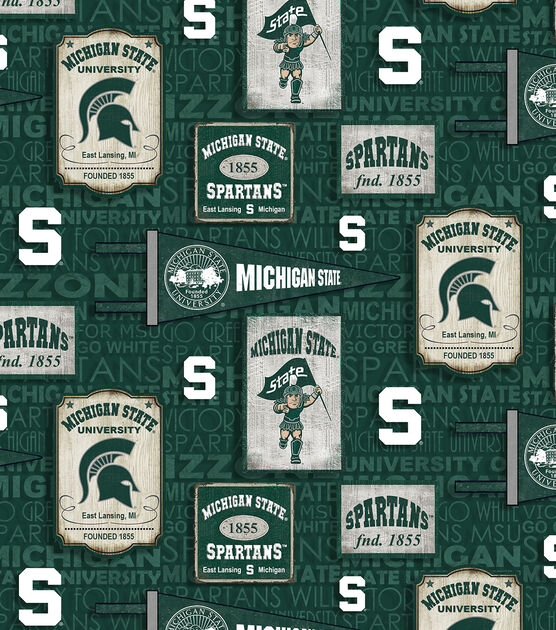 Michigan State Cotton Fabric Vintage Pennant