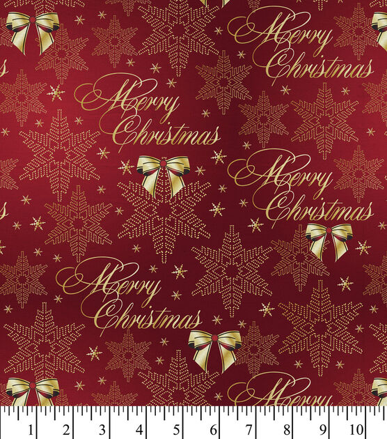 David Textiles Classic Greetings & Snowflakes Christmas Cotton Fabric