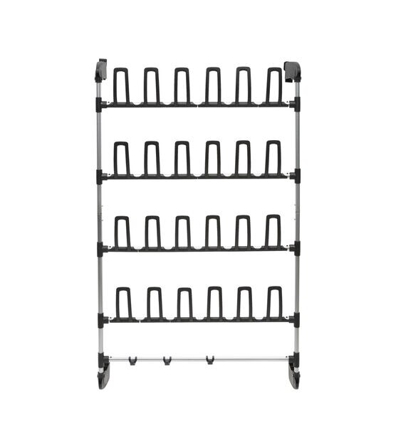 Organize It All 27" Black 12 Pair Over the Door Shoe Rack With Hooks, , hi-res, image 4