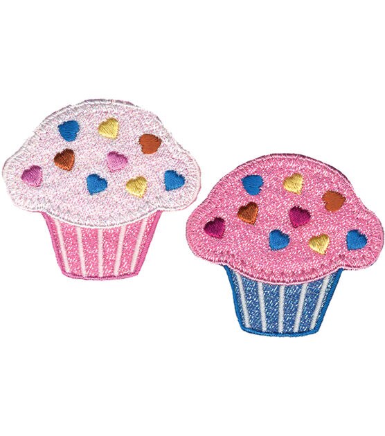 Wrights 2" Cupcakes Iron On Patches 2ct