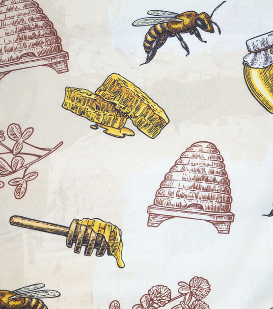 Large Scale Print Bees & Honeycomb Tan Novelty Print Fabric