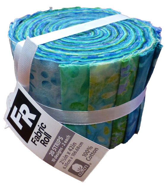 Teal Batik 2.5" x 42" Cotton Fabric Roll