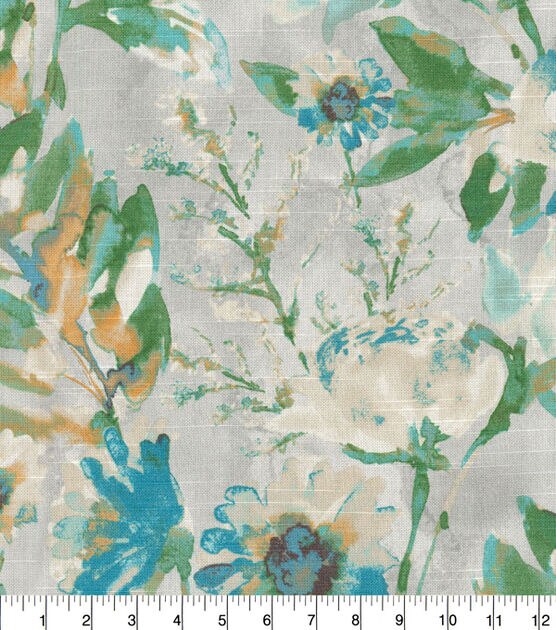 Kelly Ripa Home Upholstery Decor Fabric Flower Mania Seaglass