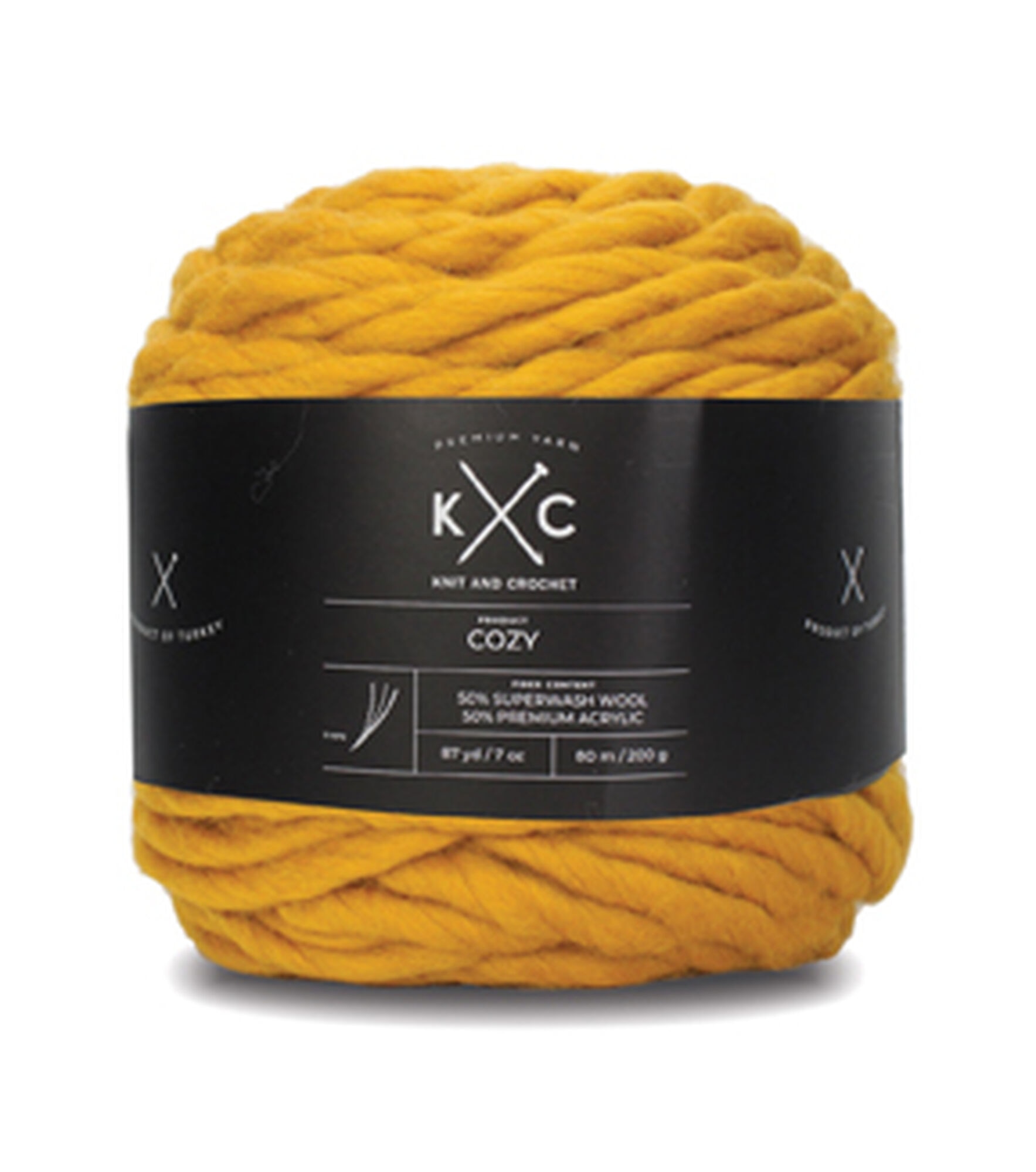Cozy 87.5yds Super Bulky Wool Blend Yarn by K+C, Mustard, hi-res