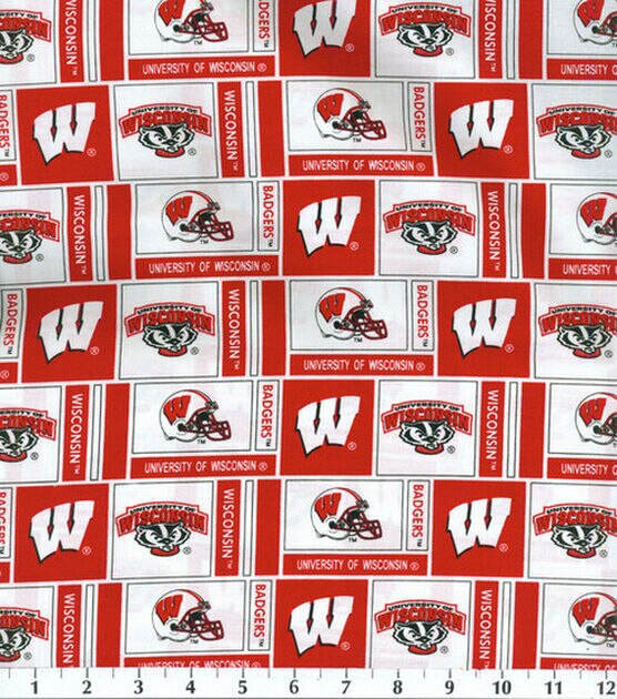 University of Wisconsin Badgers Cotton Fabric Herringbone