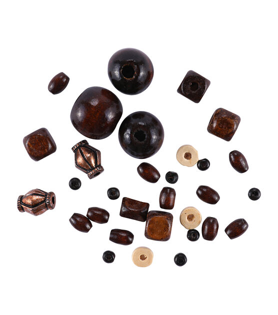 230pc Dark Brown Assorted Wood & Plastic Beads by hildie & jo, , hi-res, image 2